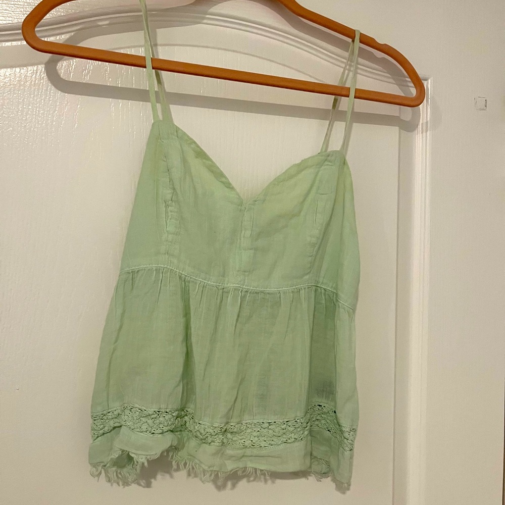 American eagle mint green tank top with lace detailing